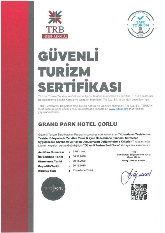 Grand Park Hotel Çorlu Tekirdağ Resim 2